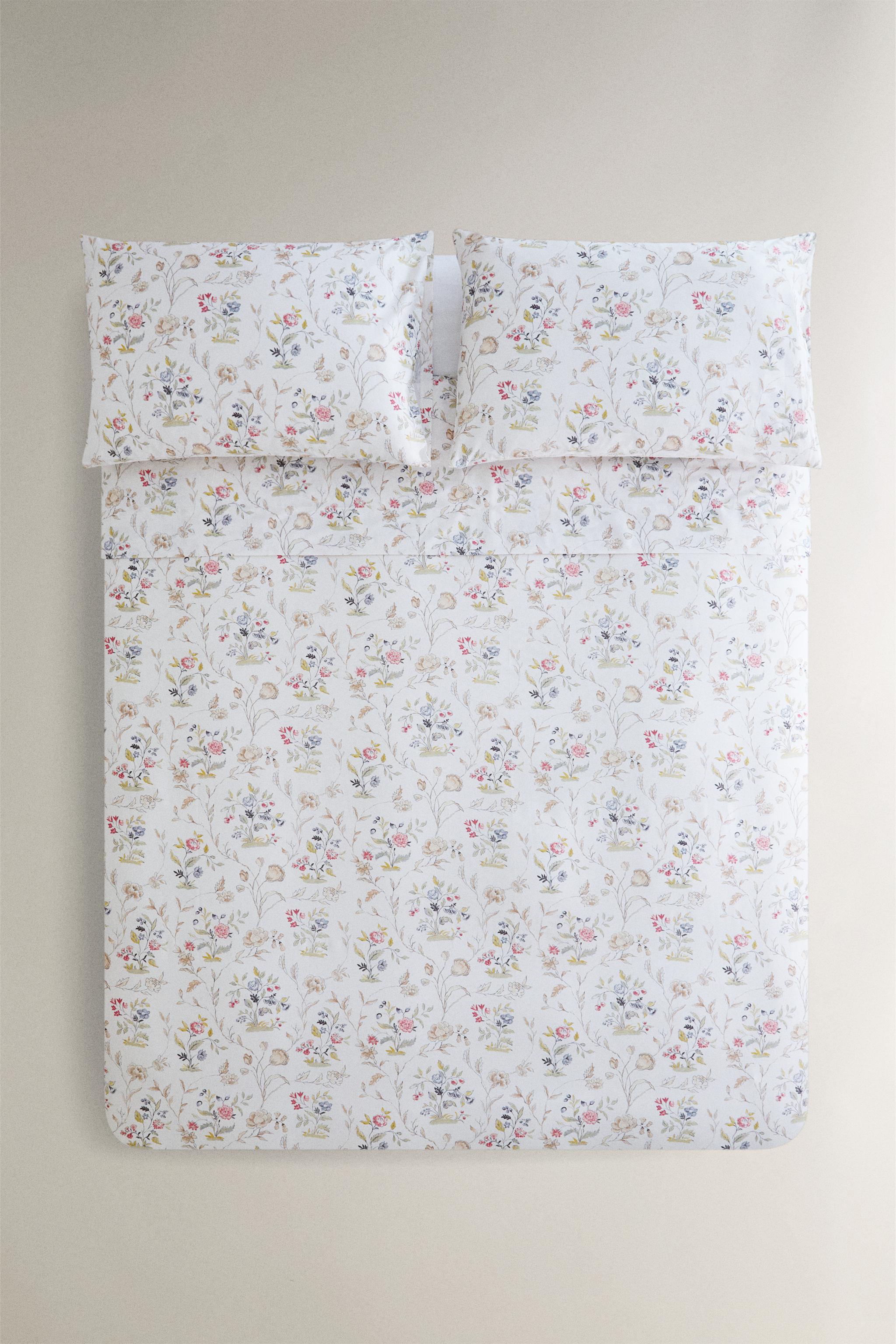 SATIN FLORAL DUVET COVER